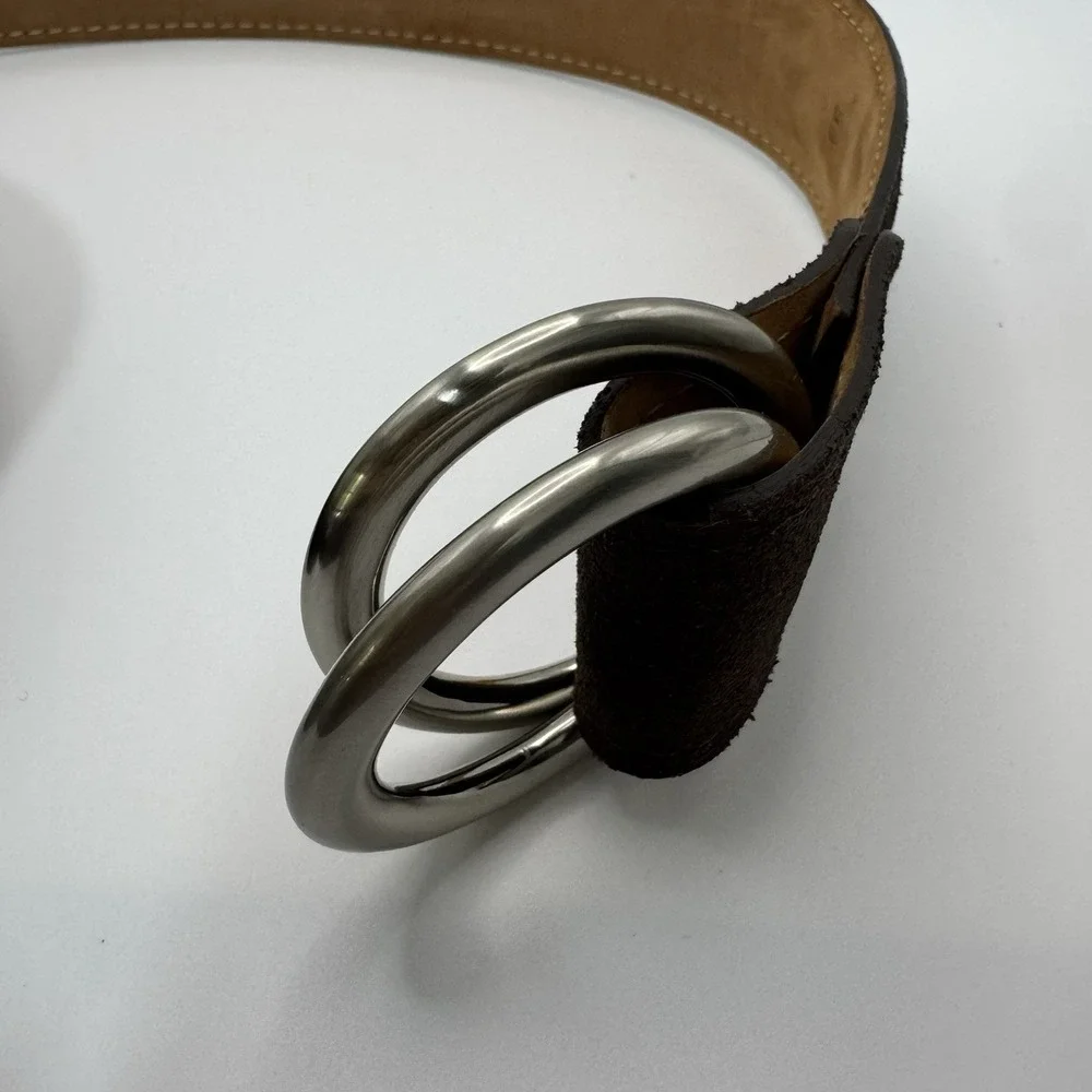 W Kleinberg Brown Suede Custom Leather Belt Belt Sz 33 NWOT Loop Buckle‎ Lux